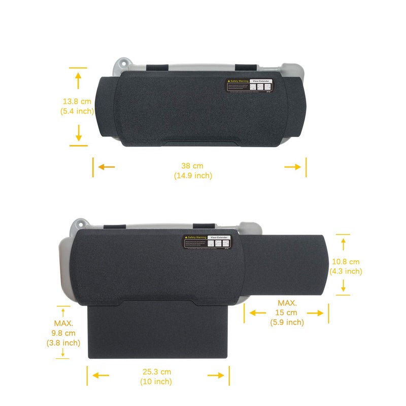 TFY Car Visor Extender TFY Anti-Glare Sun Visor Extender Windshield and Side Window Sunshade and UV Rays Blocker (1 Piece) (Black) - Image 5